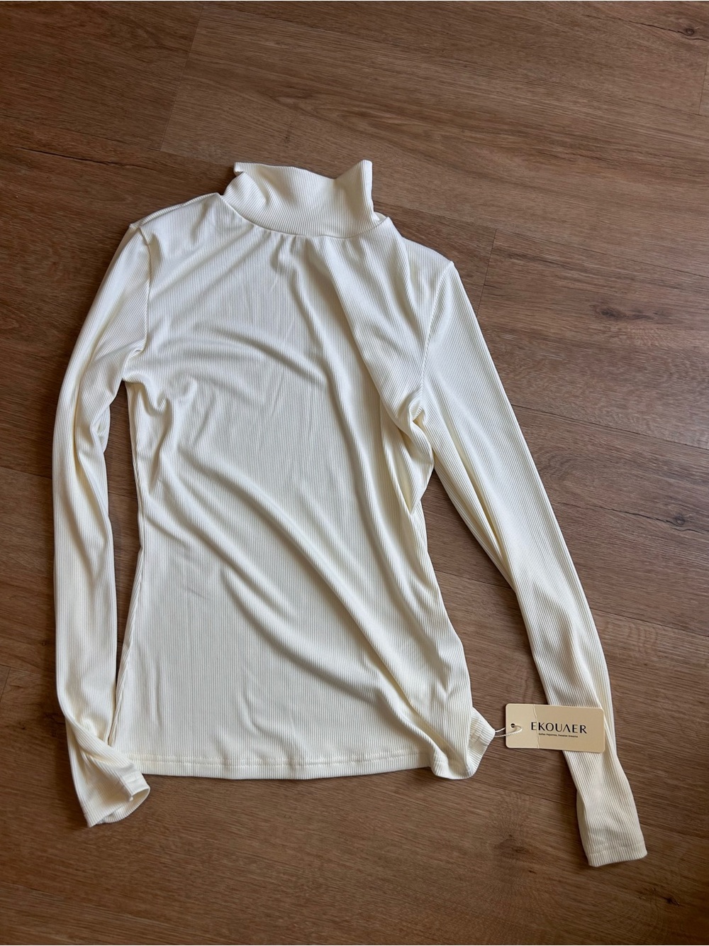 Women's Cream Long-Sleeve Turtleneck Top